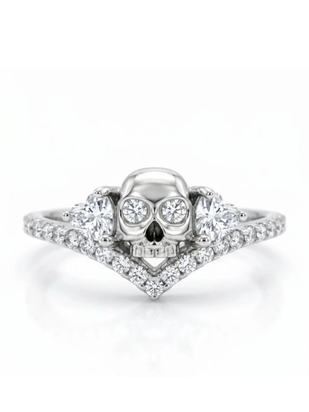 Skull Wishbone ring with Swarovski Crystals Charmed Aroma Skull Collection